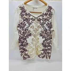 Zenergy by Chico's Metallic Shirt Women's Size XL 3/4 Sleeve